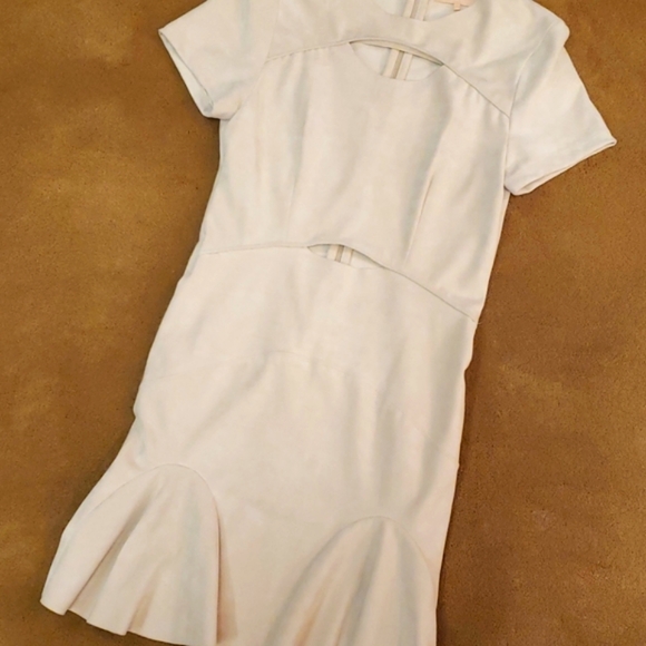 Bebe beige faux suede flirty cutout dress, XS - Picture 14 of 16